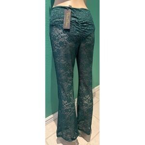 Rare NWT Beach Bunny bikini coverup lace‎ Booty Pants Green Flare Leg Small